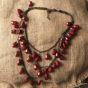 Tiered Red Bead Necklace